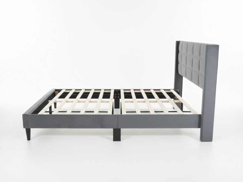 Neron Velvet Bed Frame Charcoal & GEL30 Mattress - Queen