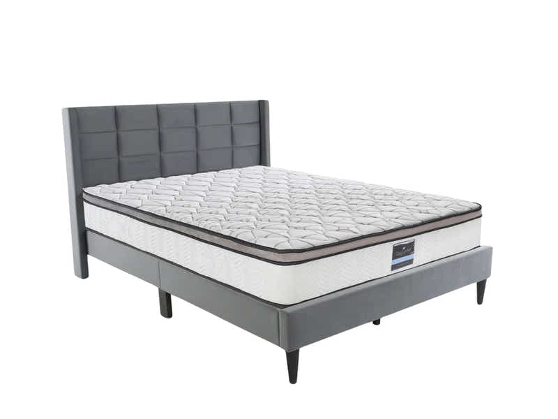 Neron Velvet Bed Frame Charcoal & GEL30 Mattress - Queen