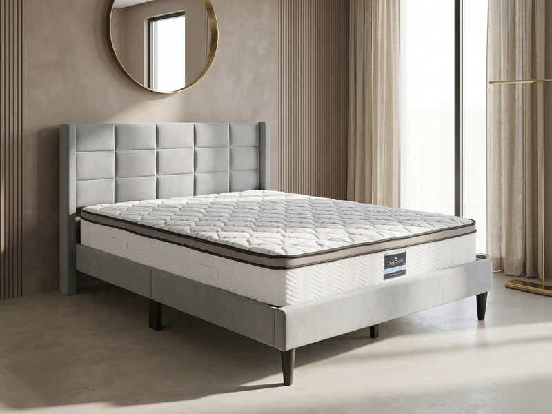 Neron Velvet Bed Frame Charcoal & GEL30 Mattress - Queen