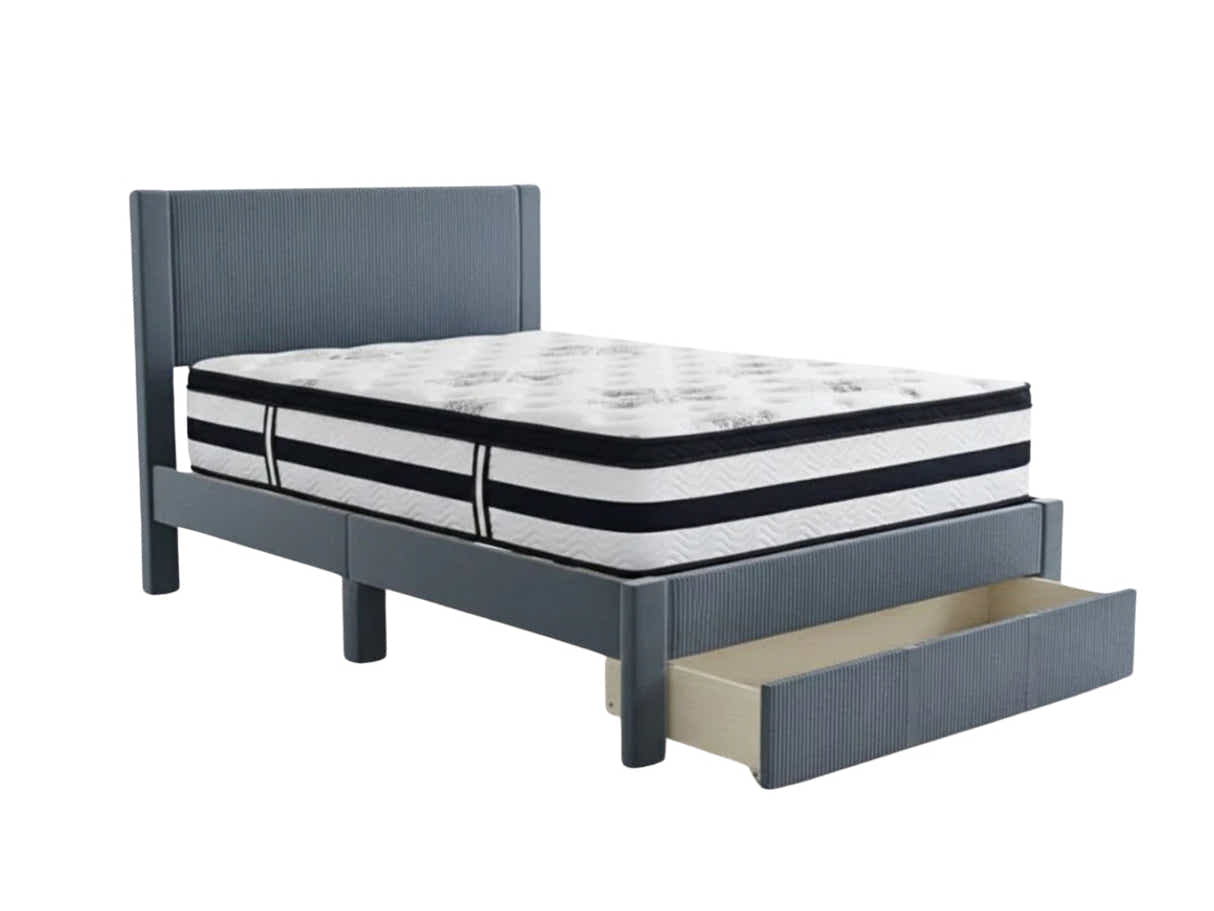 Rae Bed Frame With Drawer & Euro Top Mattress K34 - Double