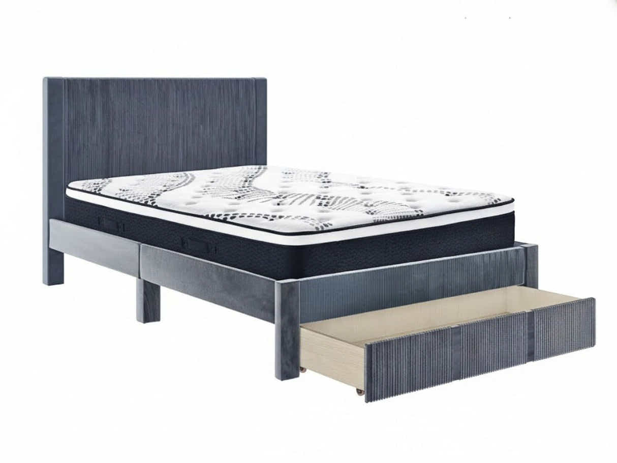 Rae Bed Frame With Drawer & Euro Top Mattress J32 - Double