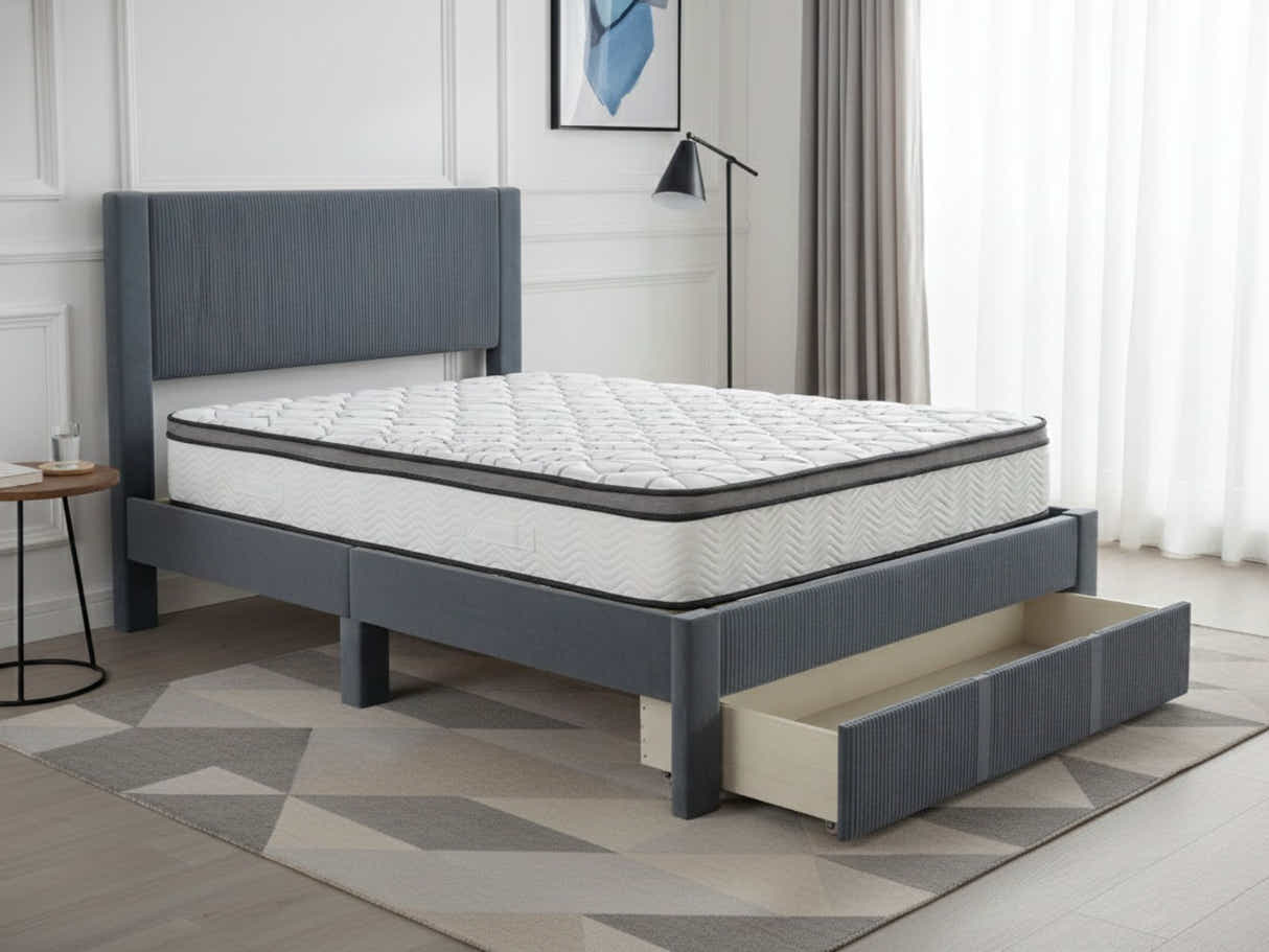 Rae Bed Frame With Drawer & GEL30 Mattress - Double