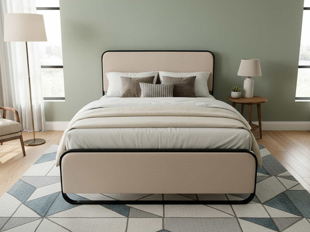 DS Haisla Velvet Bed Frame Cream - Queen
