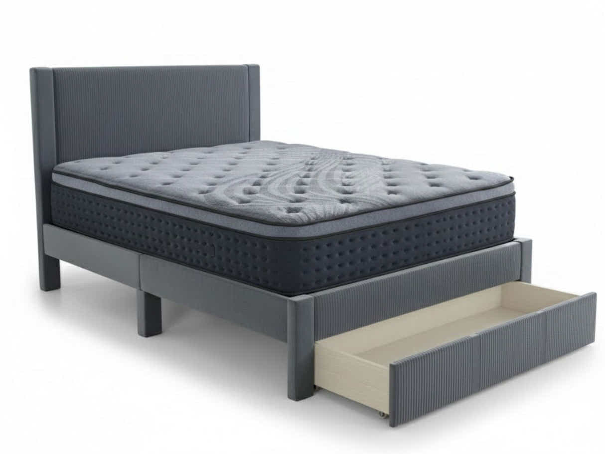 Rae Bed Frame With Drawer & Euro Top Mattress B34 - Queen