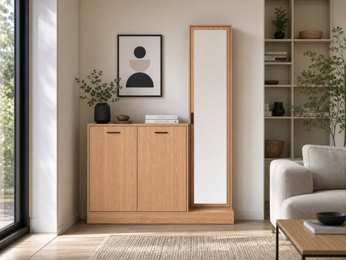 Ingang Shoe and Coat Storage With Mirror