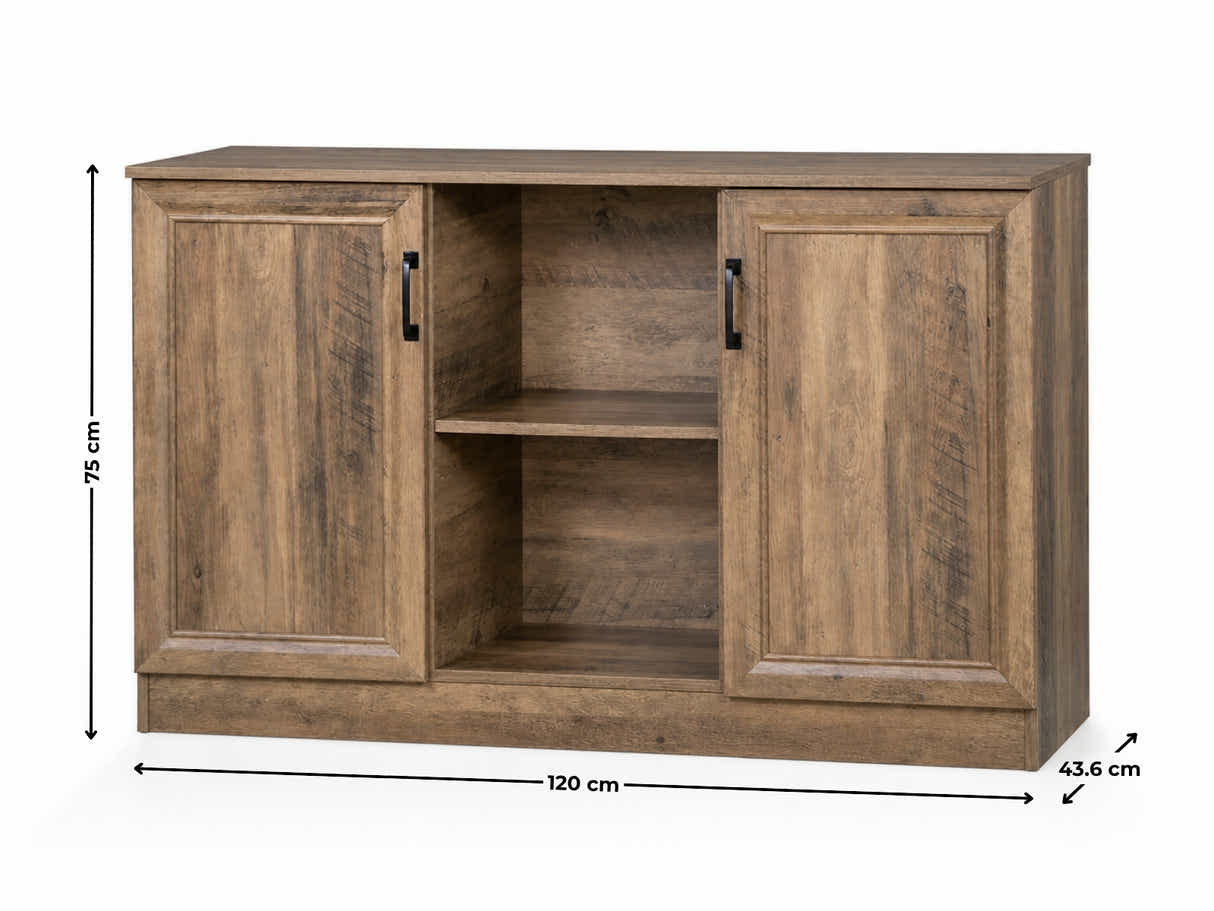 2-Door Sideboard Buffet Rustic Oak - 120 cm