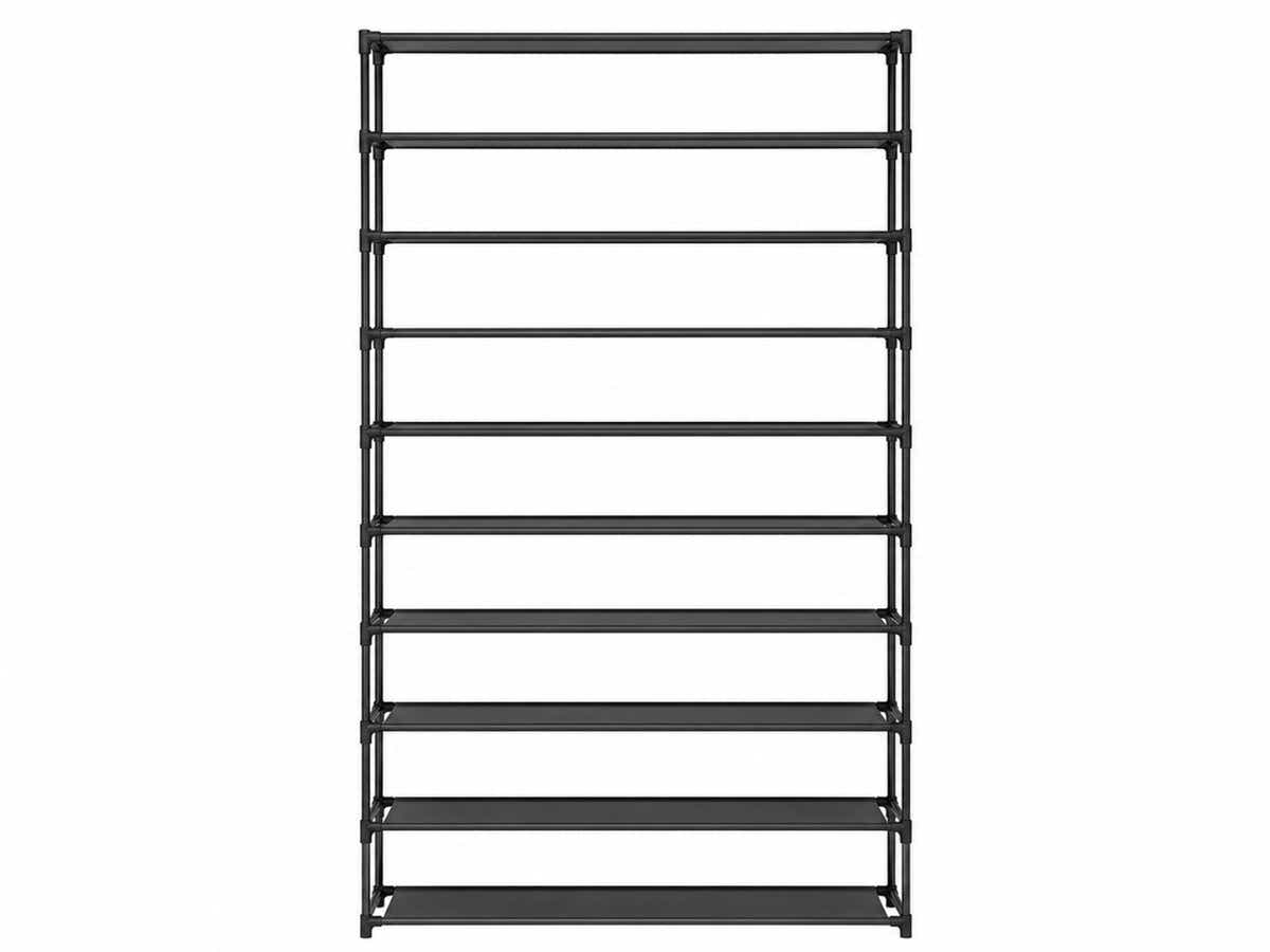 Shoe Rack Cabinet Stackable 50 Pairs 10-Tier Black