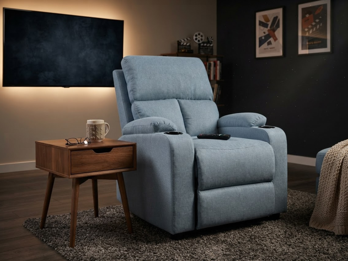 Zola Push Back Recliner Chair Linen - Light Blue