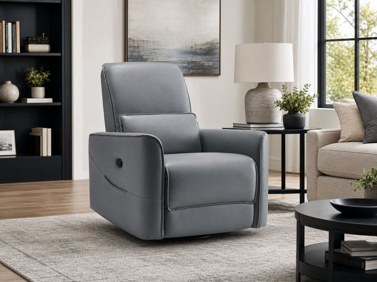 Rodger Air Leather Manual Recliner Chair - Grey