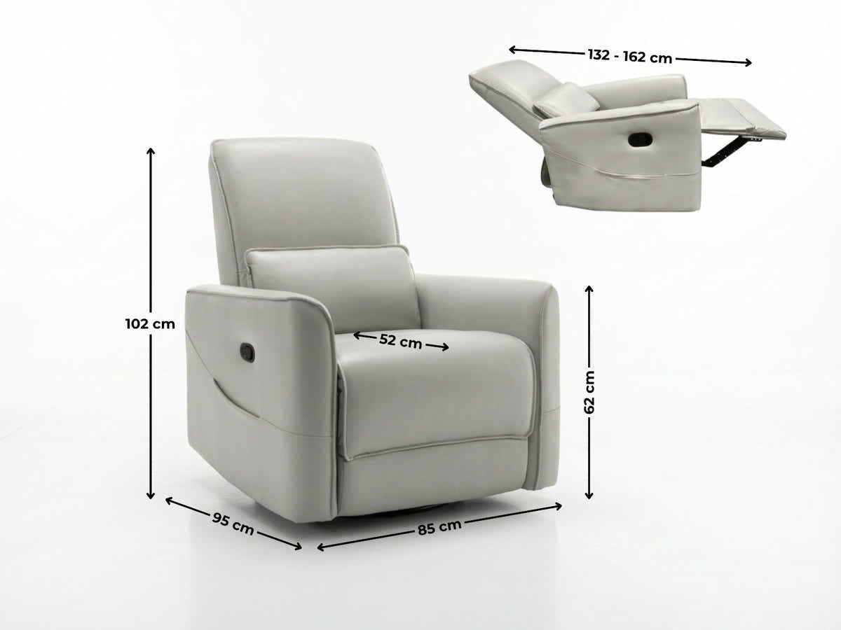 Rodger Air Leather Manual Recliner Chair - Beige