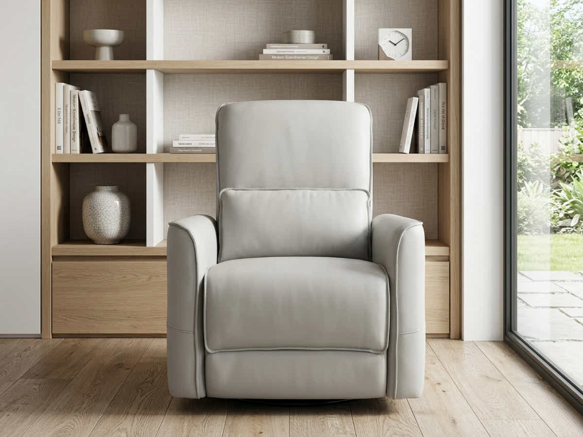 Rodger Air Leather Manual Recliner Chair - Beige