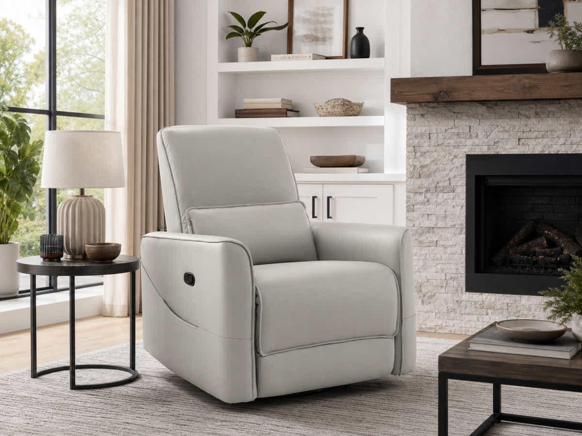 Rodger Air Leather Manual Recliner Chair - Beige