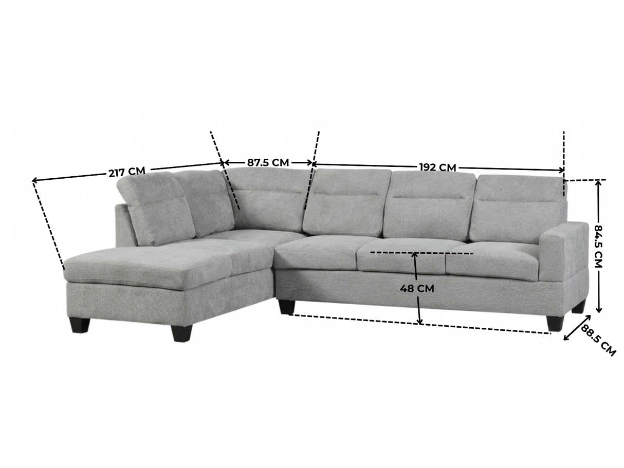 Delano Sectional Linen Sofa with Left Chaise - Grey