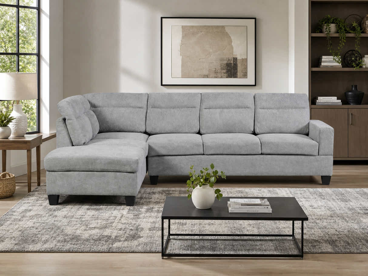 Delano Sectional Linen Sofa with Left Chaise - Grey