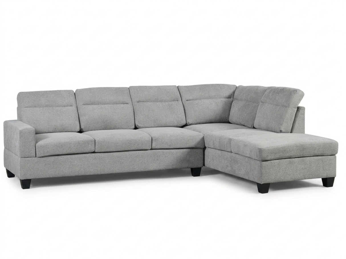 Delano Sectional Linen Sofa with Right Chaise - Grey
