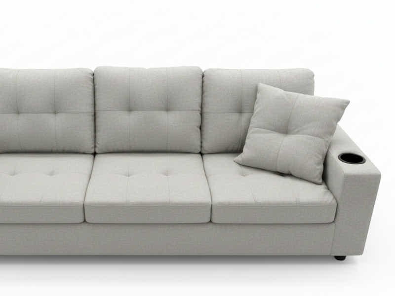 New Marcia Sectional Sofa with Chaise Linen Cream