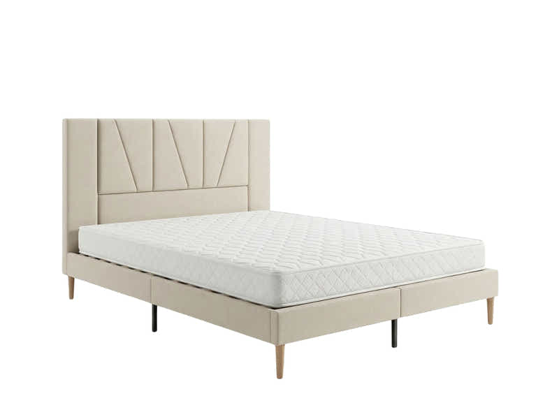 Jervis Bed Frame Linen Beige & Bon15 Mattress - Queen