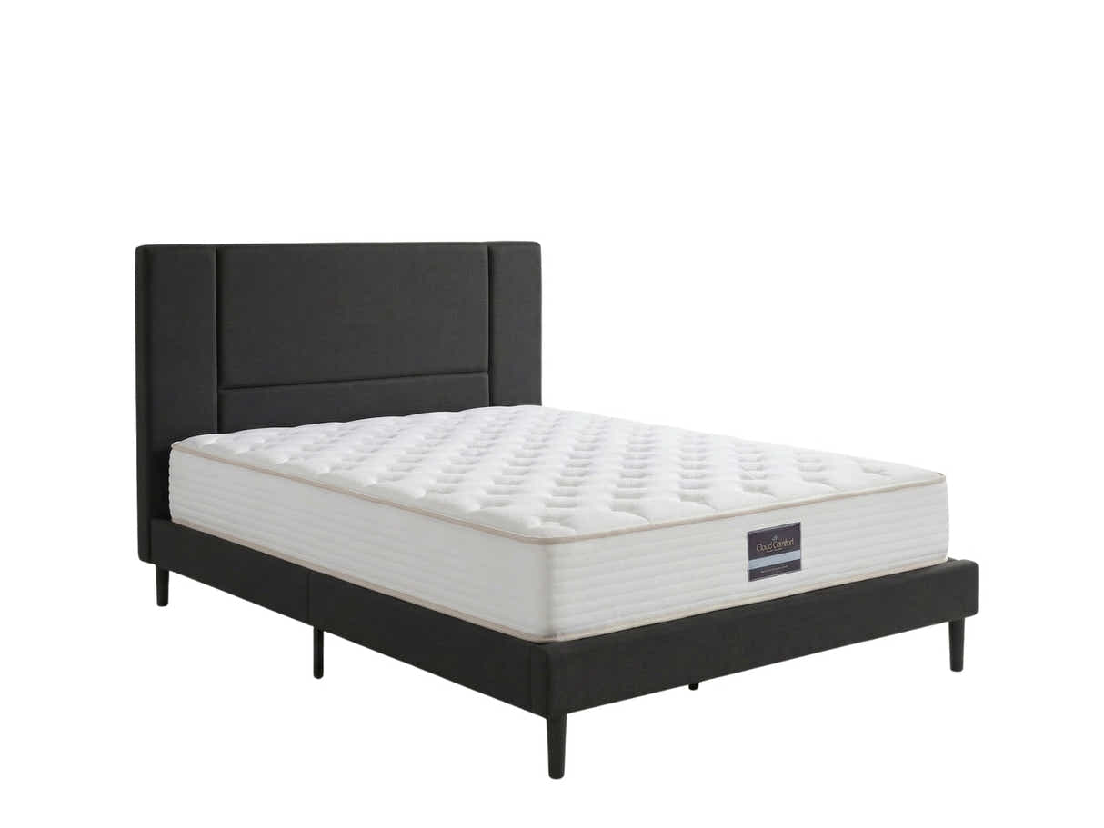 Aubrey Velvet Bed Frame & PIL20 Mattress with Pillows - Double