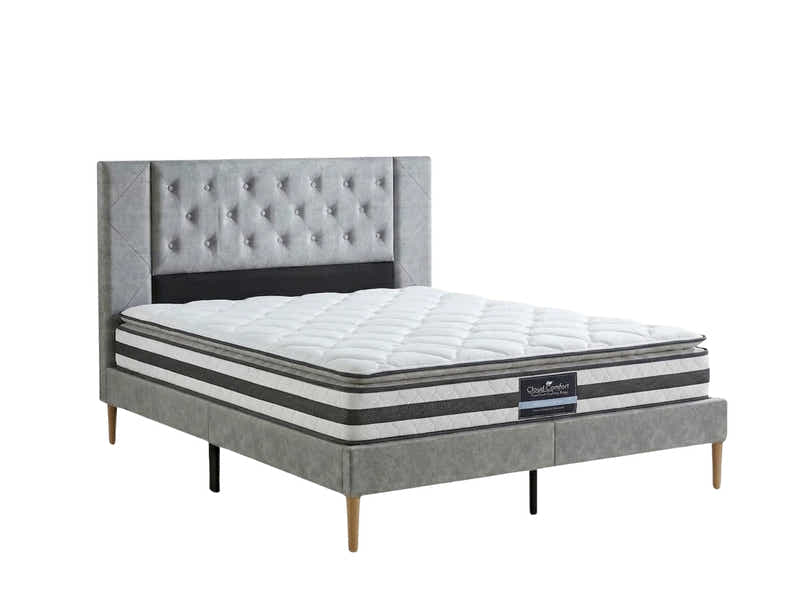 Matilda Velvet Bed Frame & Bon21Mattress - Double