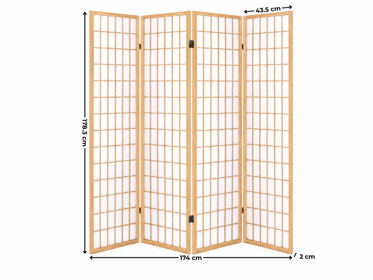 4-Panel Room Divider E P1 - Natural Wood