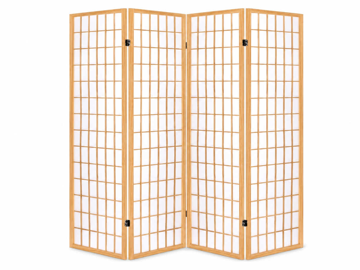 4-Panel Room Divider E P1 - Natural Wood
