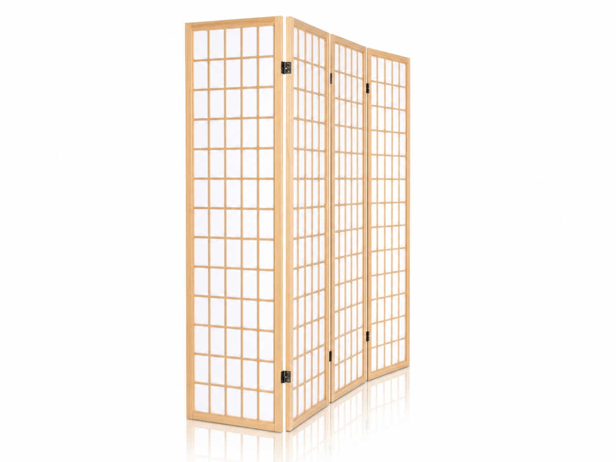 4-Panel Room Divider E P1 - Natural Wood