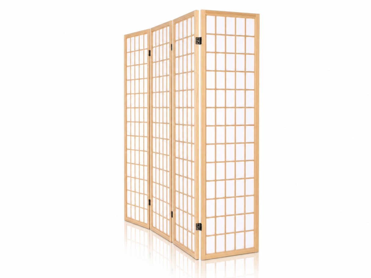 4-Panel Room Divider E P1 - Natural Wood
