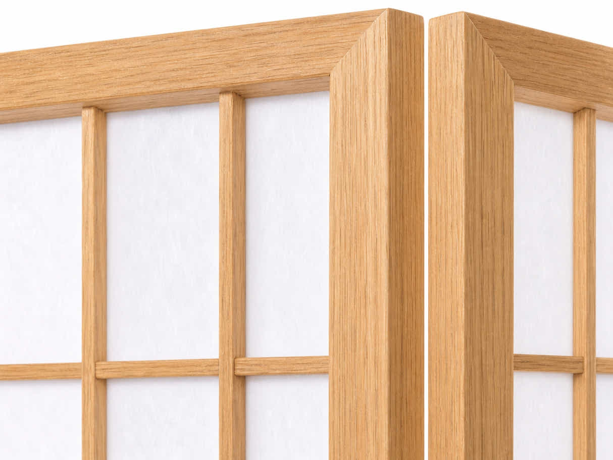 4-Panel Room Divider E P1 - Natural Wood