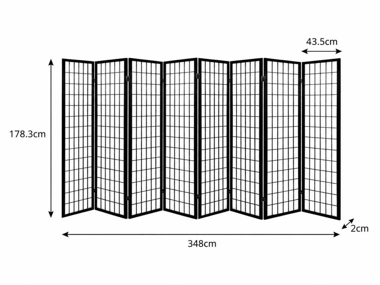 8-Panel Room Divider E P1 - Black
