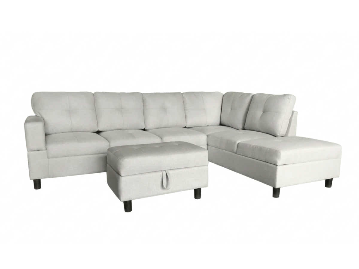Vega Sectional Sofa with Ottoman Linen - Beige