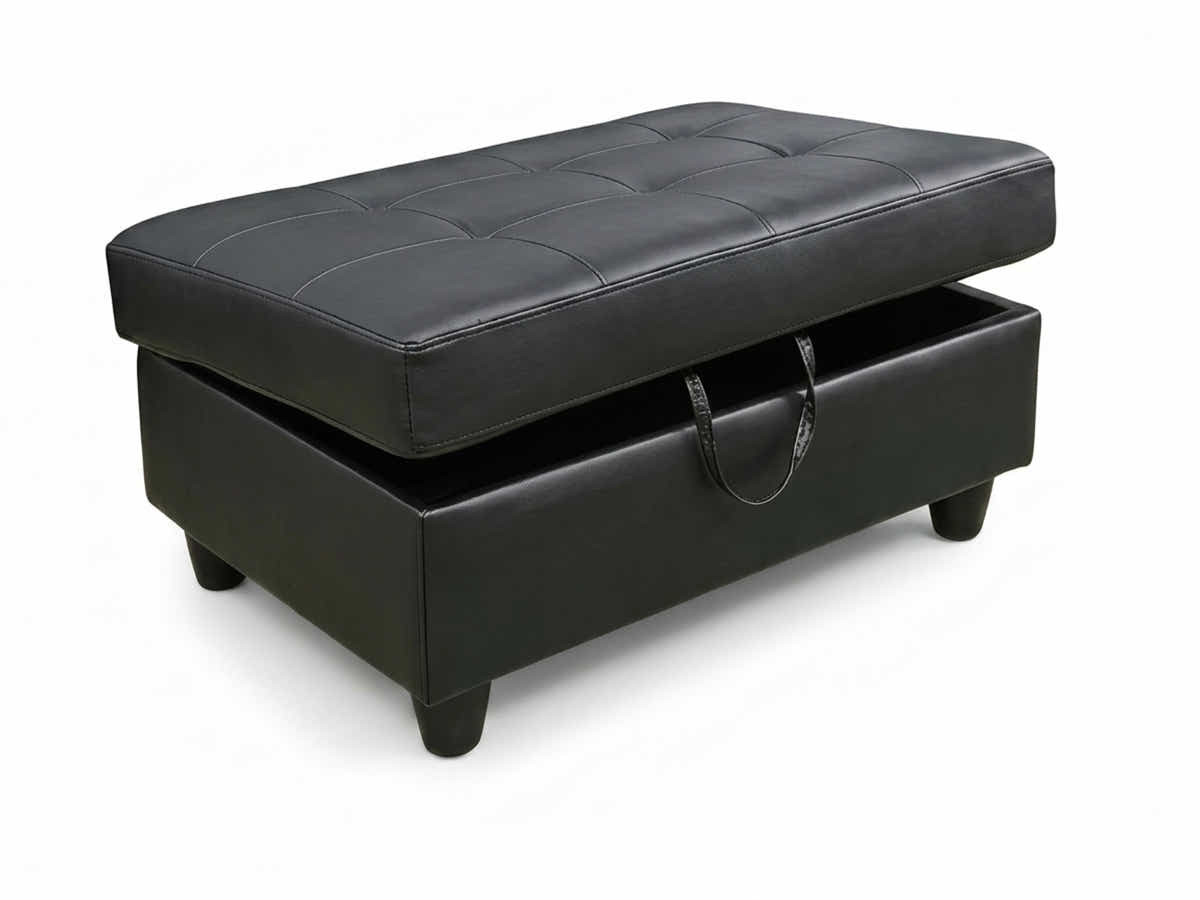 Vega Sectional Sofa with Ottoman PU - Black