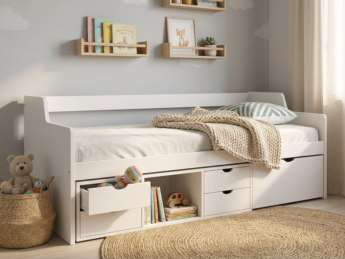 Herb Daybed with Drawers - White
