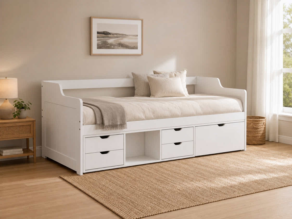 Herb Daybed with Drawers - White