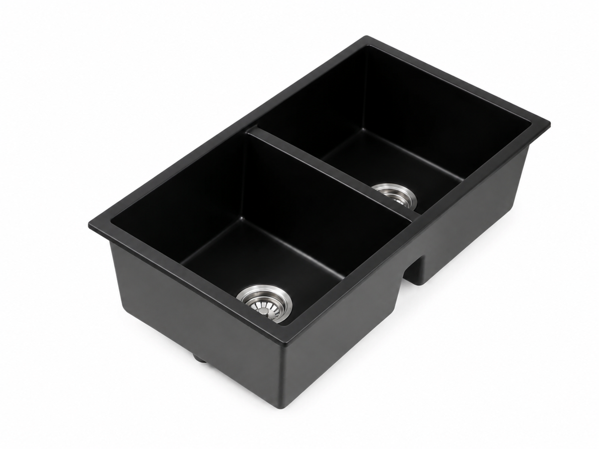 Granite Composite Sink 7745D Black with Overflow