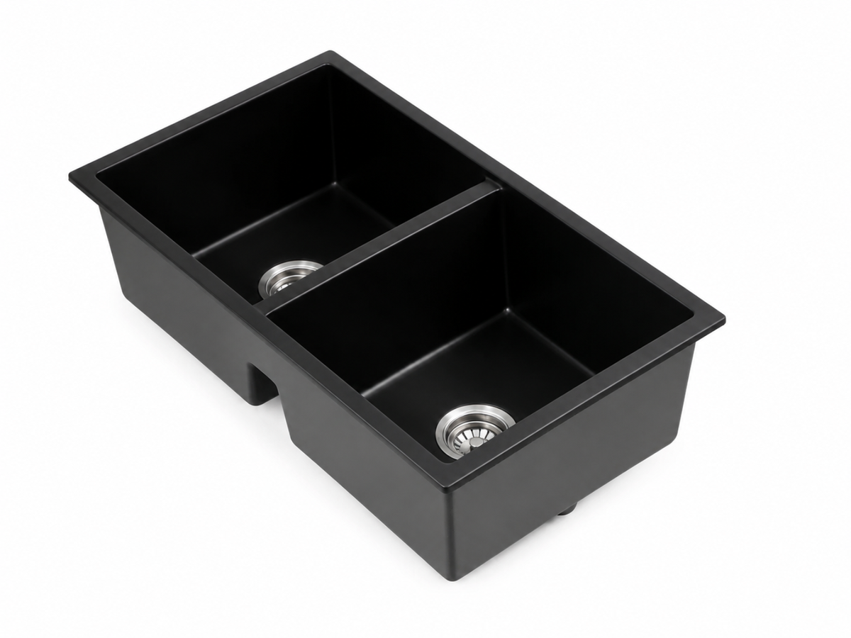 Granite Composite Sink 7745D Black with Overflow