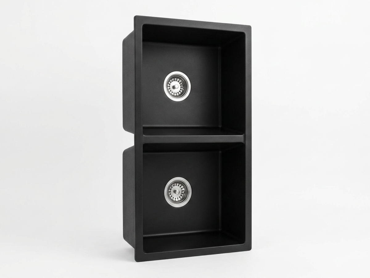 Granite Composite Sink 7745D Black with Overflow