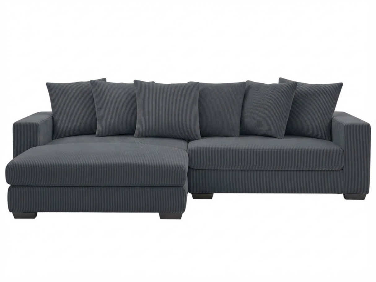 Daury L Shaped Sofa Corduroy - Dark Grey