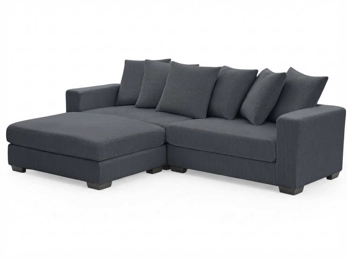 Daury L Shaped Sofa Corduroy - Dark Grey