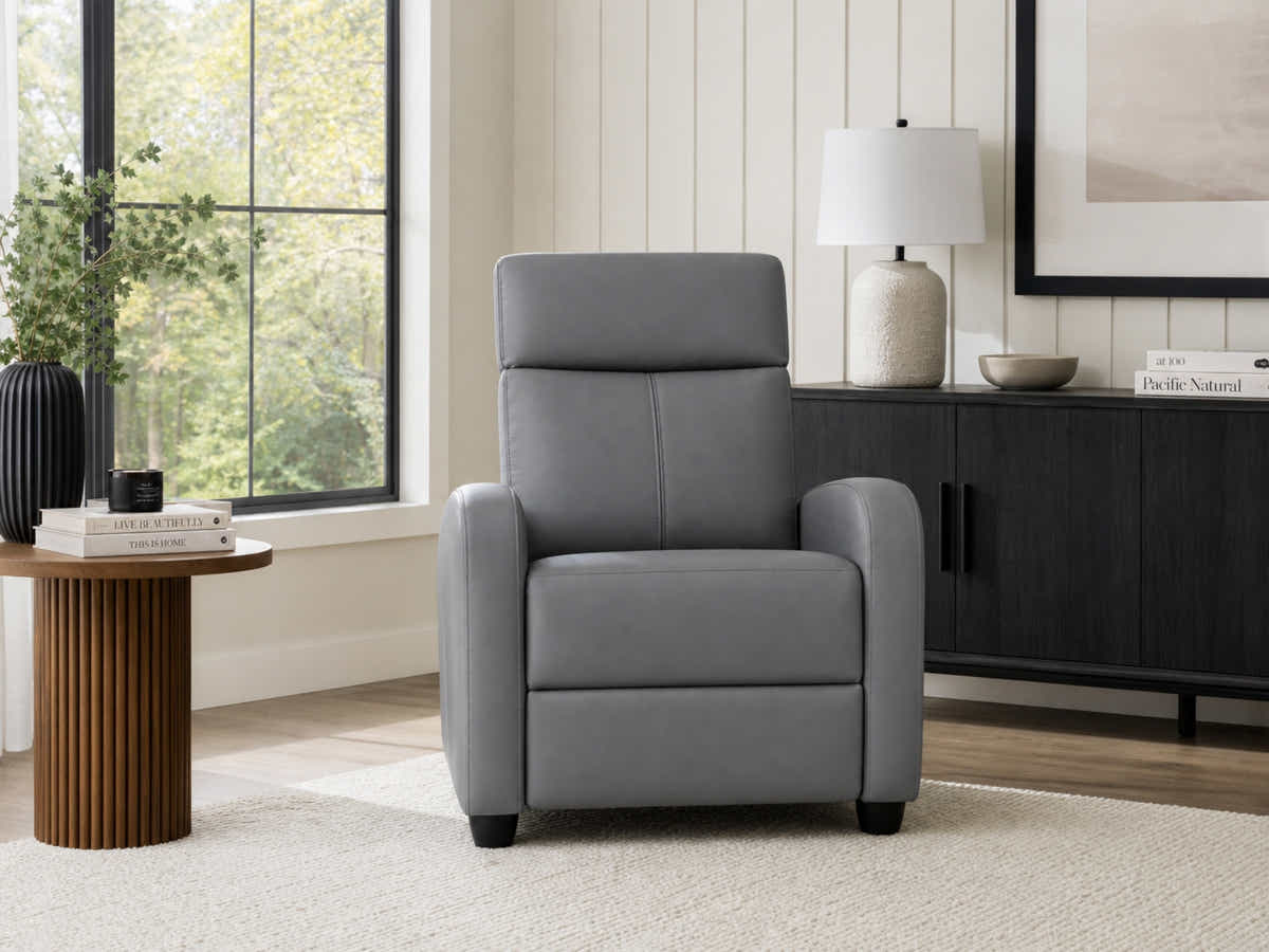 Austen Push Back Recliner Chair PVC - Grey
