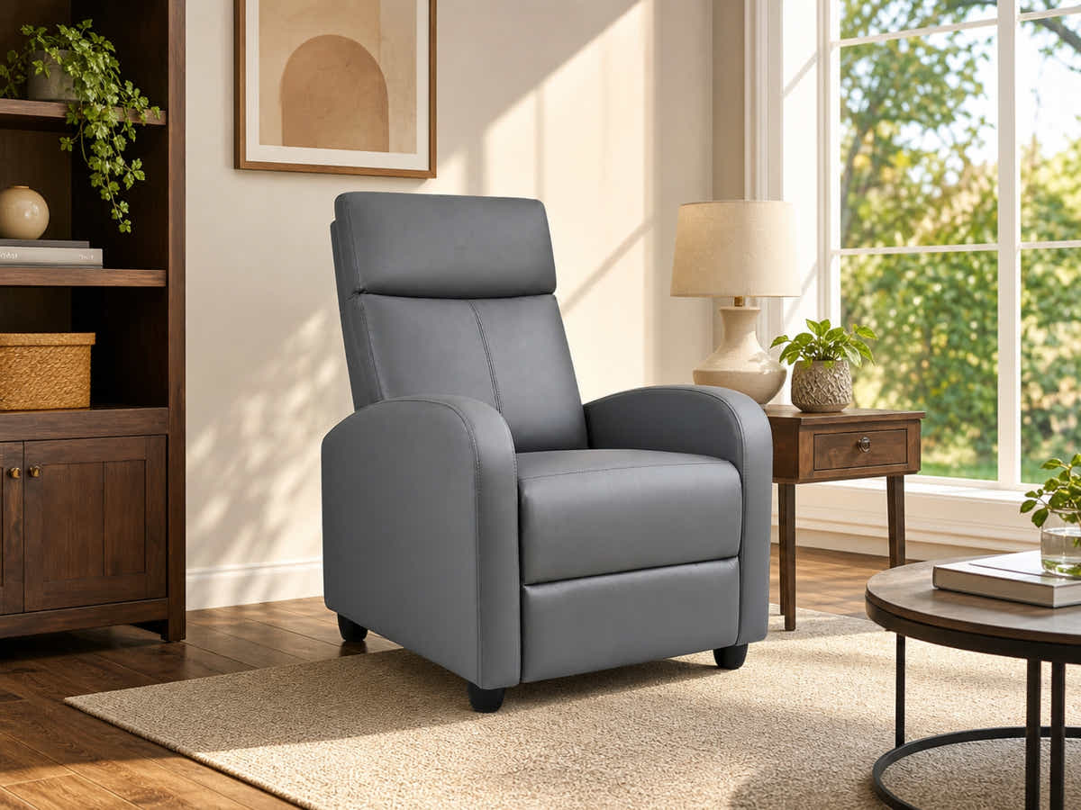 Austen Push Back Recliner Chair PVC - Grey