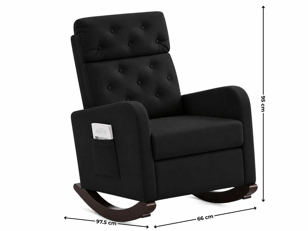 Sisco Velvet Rocker Chair - Black