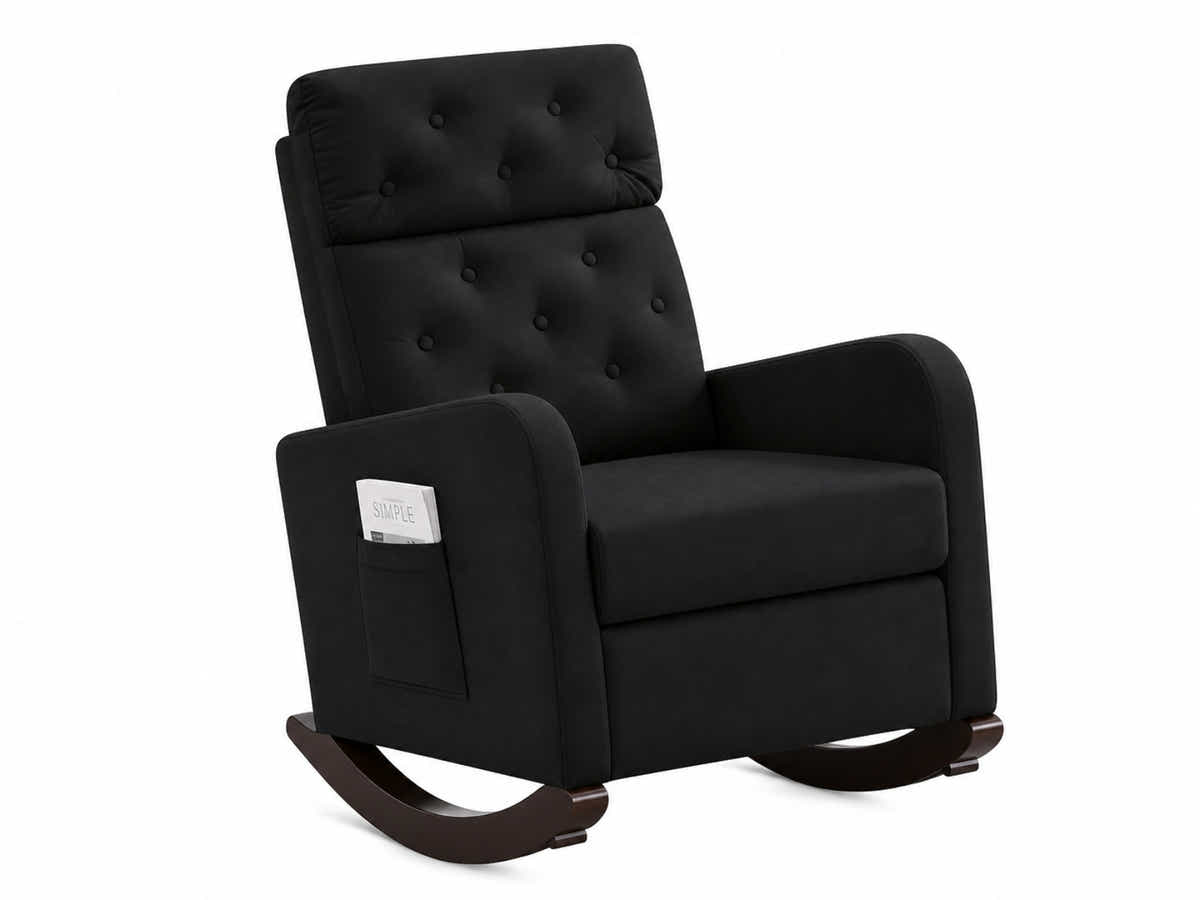 Sisco Velvet Rocker Chair - Black