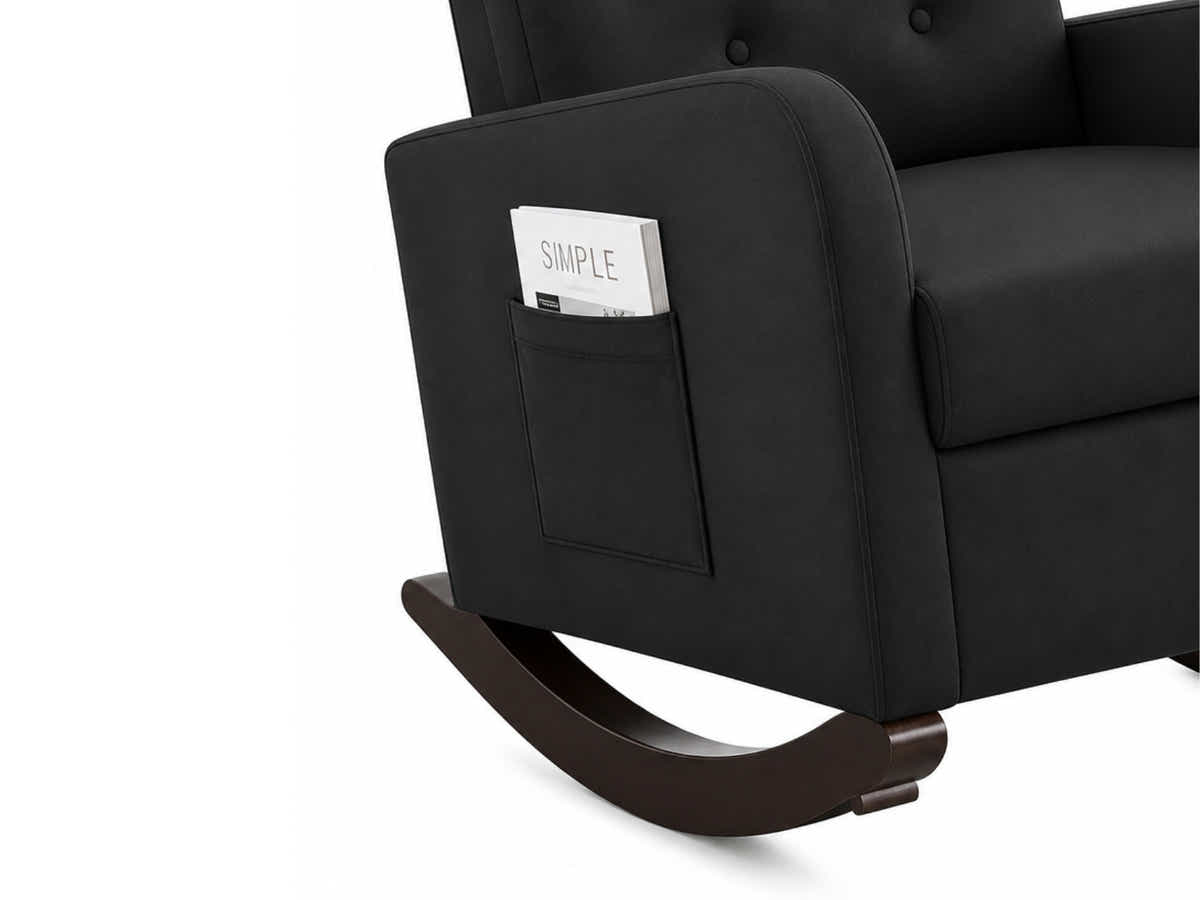 Sisco Velvet Rocker Chair - Black