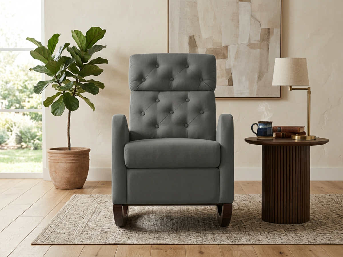 Sisco Velvet Rocker Chair - Grey