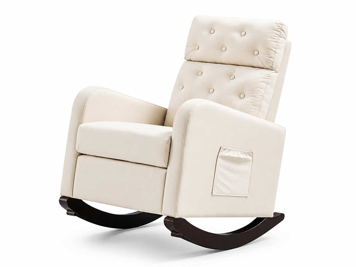 Sisco Velvet Rocker Chair - Beige
