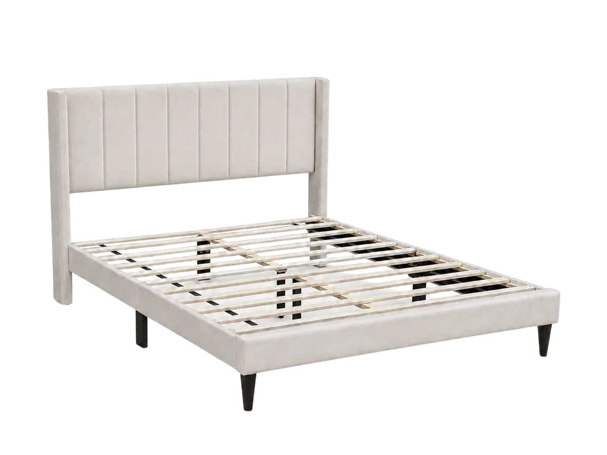 DS Ollie Fabric Bed Beige - Queen