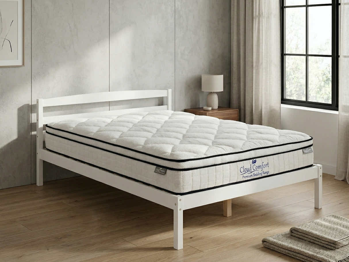 Wayford Bed Frame White & Boucle22 Mattress - Double