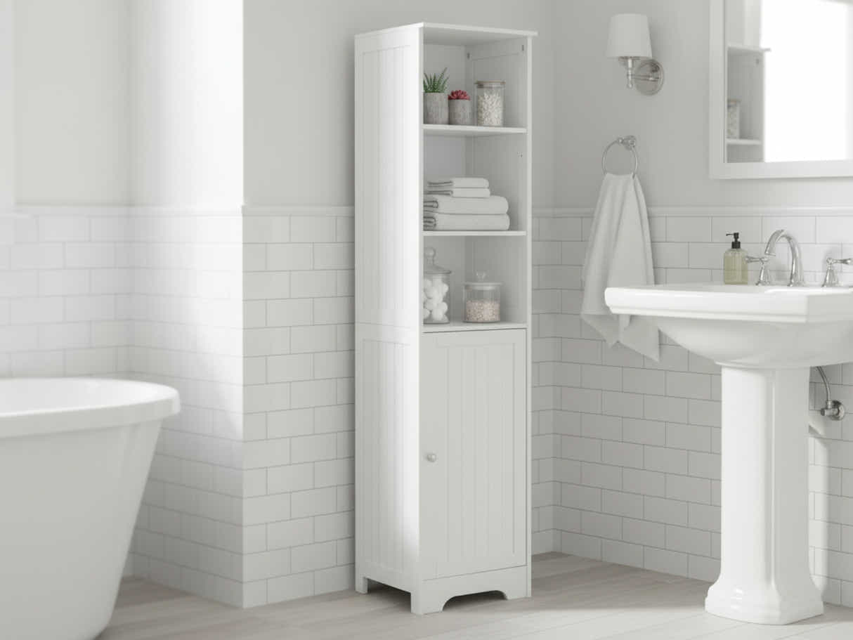 Bathroom Tower Cabinet - White