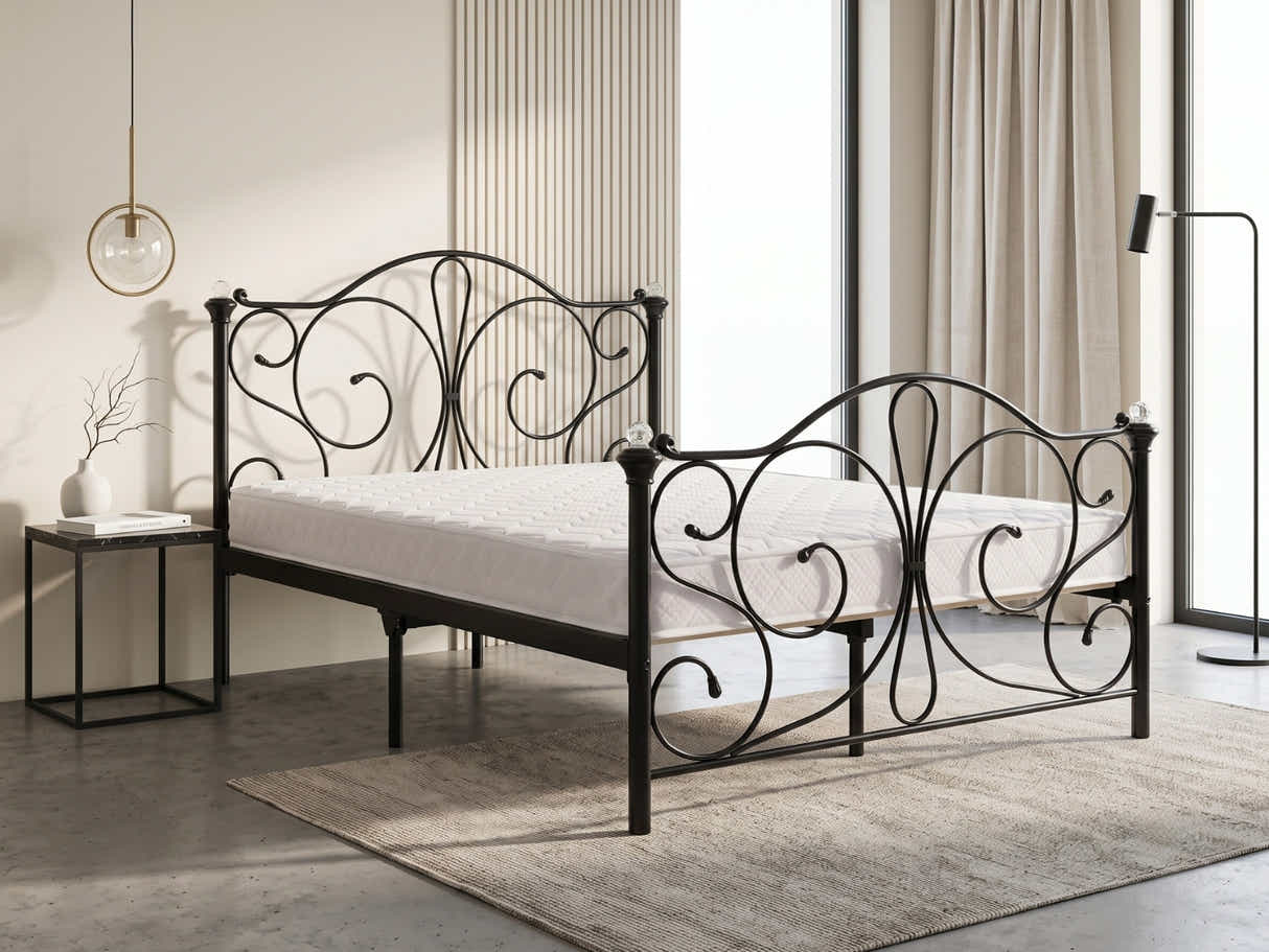 Elizabeth Bed Frame Black & Bon15 Mattress - Queen