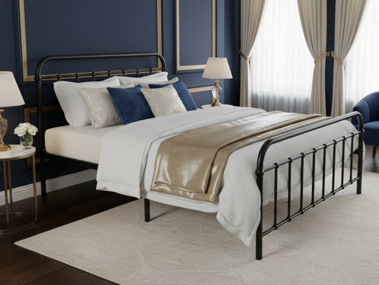 Darcy Metal Bed Frame Black & 3 Way Mattress - Queen